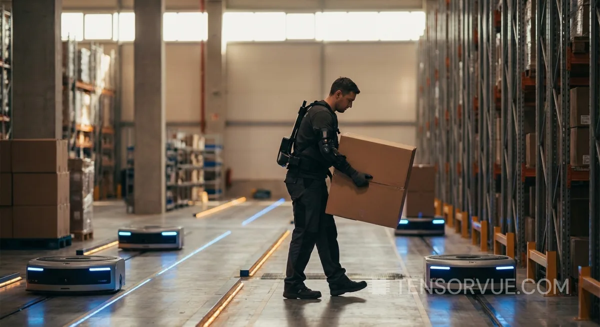 Amazon Deploys New AI-Powered Warehouse Robots and Wearable Exoskeletons for Workers